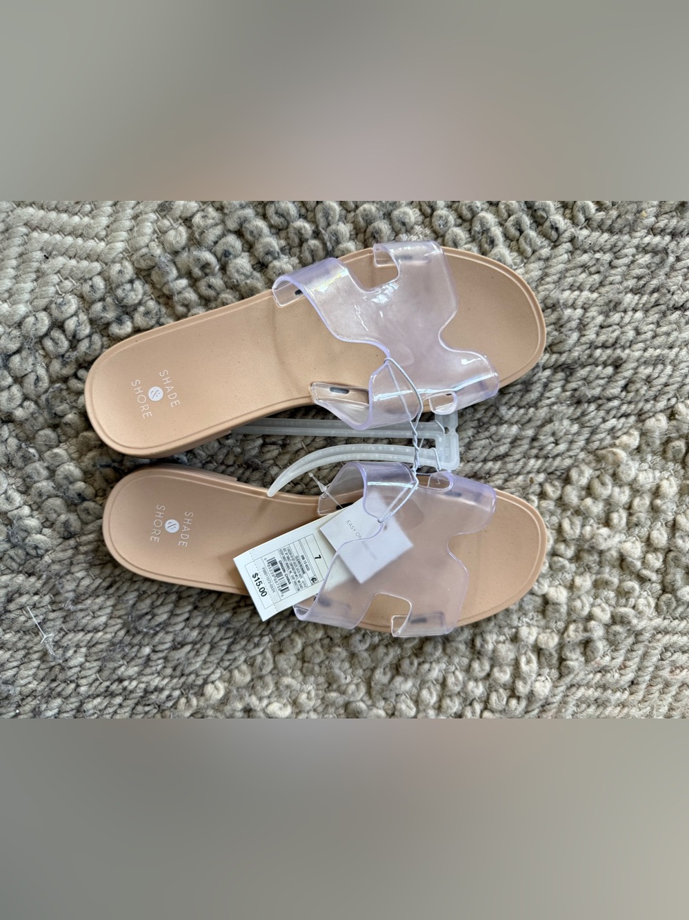 Shade & Shore Clear Slide Sandals with Nude Footbed size 7 nwt